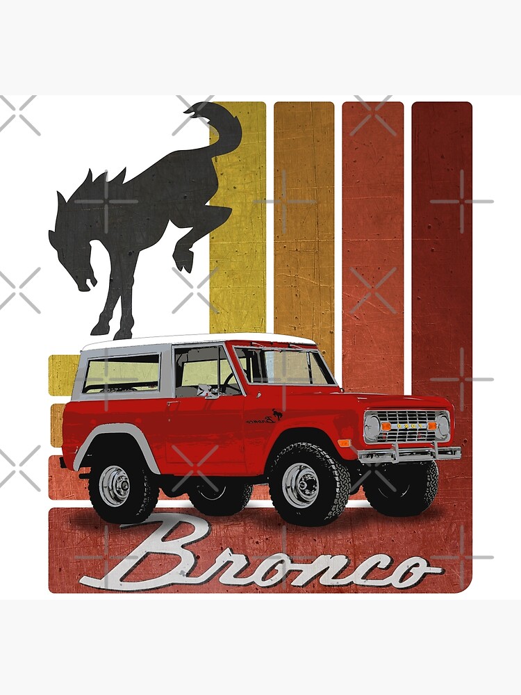 Disover Ford Bronco - Retro Red (on white) Canvas