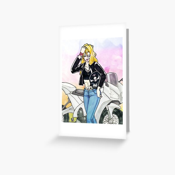 Biker Blonde Greeting Card