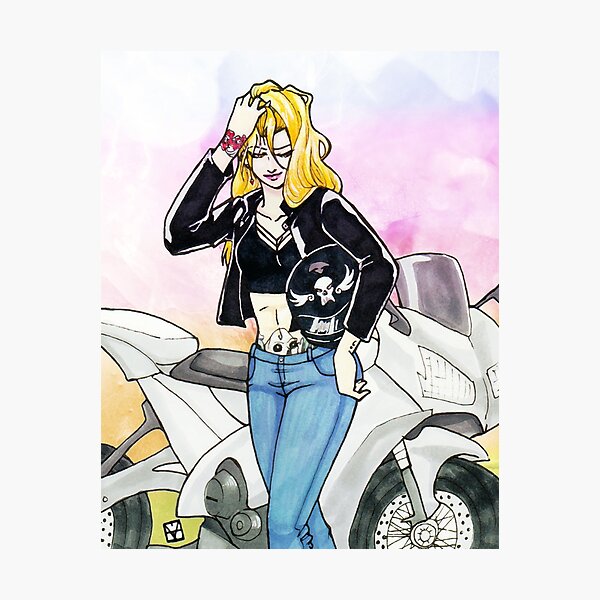 Biker Blonde Photographic Print