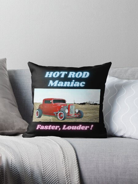 #001 american hot rod maniac vintage cars - cartoon gta v style coussin