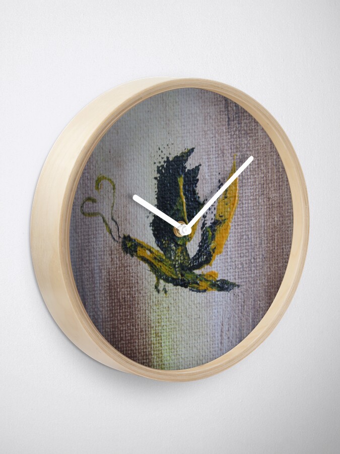 Alternate view of Yellow butterfly Clock