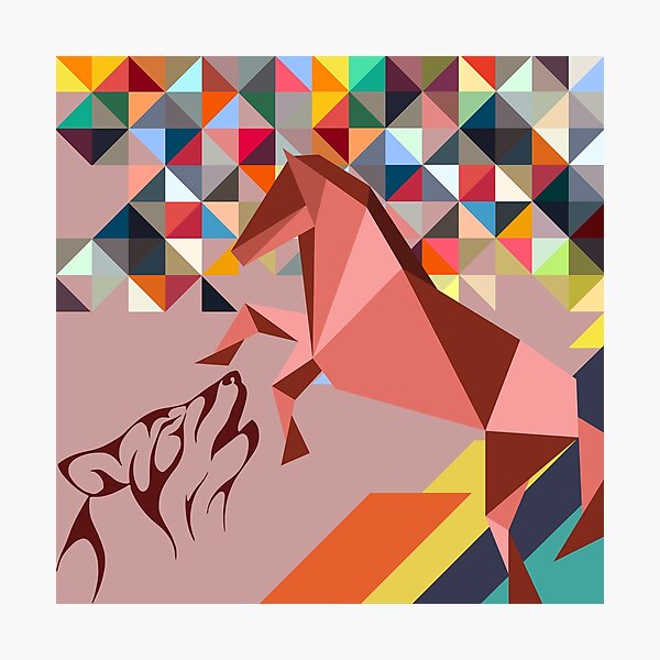 Item preview, Horse and Wolf | Geometric background designed and sold by TheAquaticPoet.