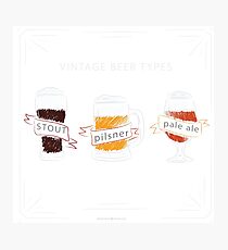 Vintage beer types Photographic Print