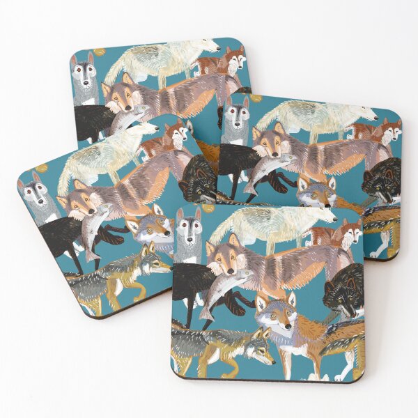 Item preview, Wolf pattern in teal designed and sold by belettelepink.