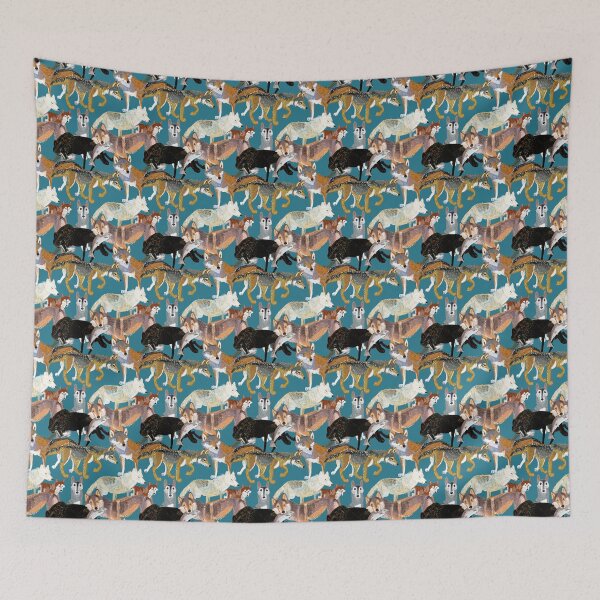 Item preview, Wolf pattern in teal designed and sold by belettelepink.