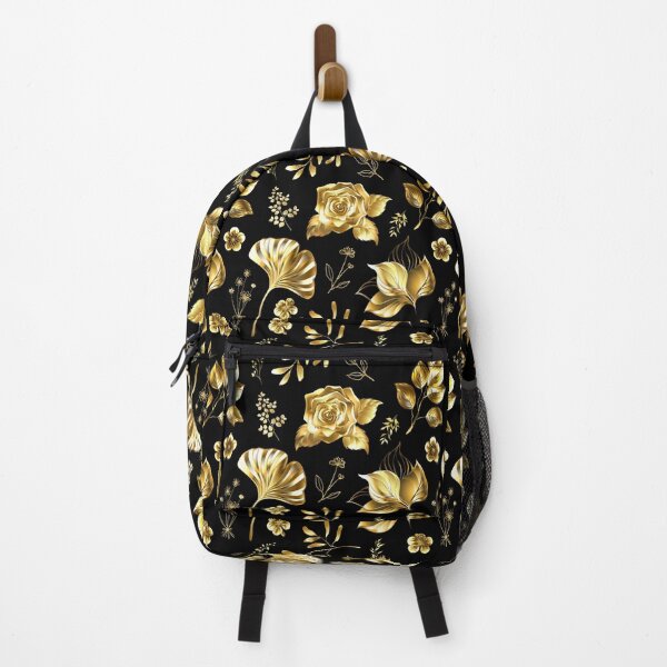 Item preview, Black & Gold Floral and Glamour Seamless Pattern designed and sold by AurayaStudio.