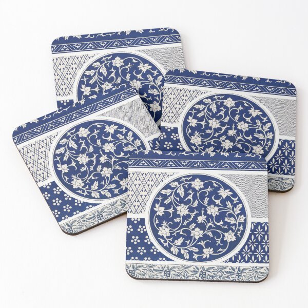 Item preview, Blue white flower illustration of Chinese ornament No3. designed and sold by angelisart.