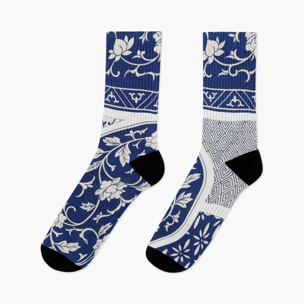 Item preview, Blue white flower illustration of Chinese ornament No3. designed and sold by angelisart.