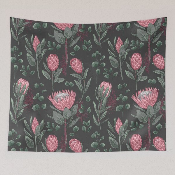 Item preview, Exotic flower Protea pink pattern. Botanical illustration  designed and sold by IrinaVaneeva.