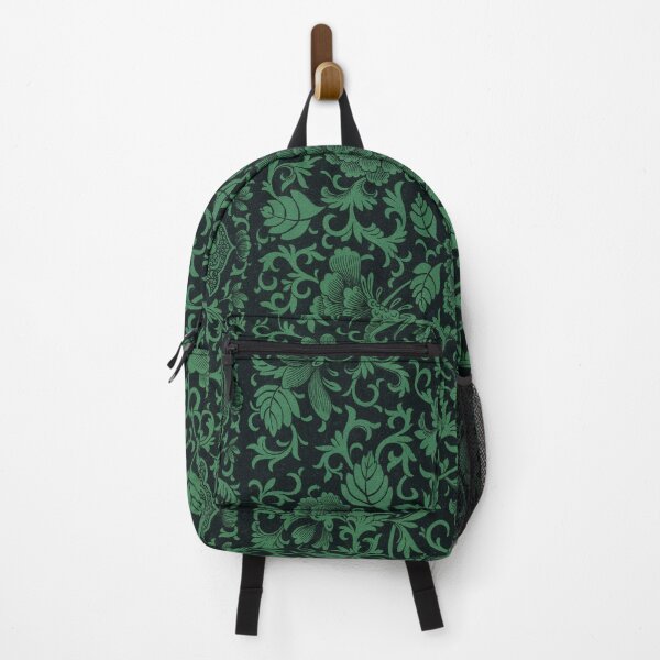 Item preview, Forest green and black floral illustration of Chinese ornament. designed and sold by angelisart.