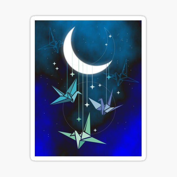 Item preview, origami cranes and moon designed and sold by Arctia.