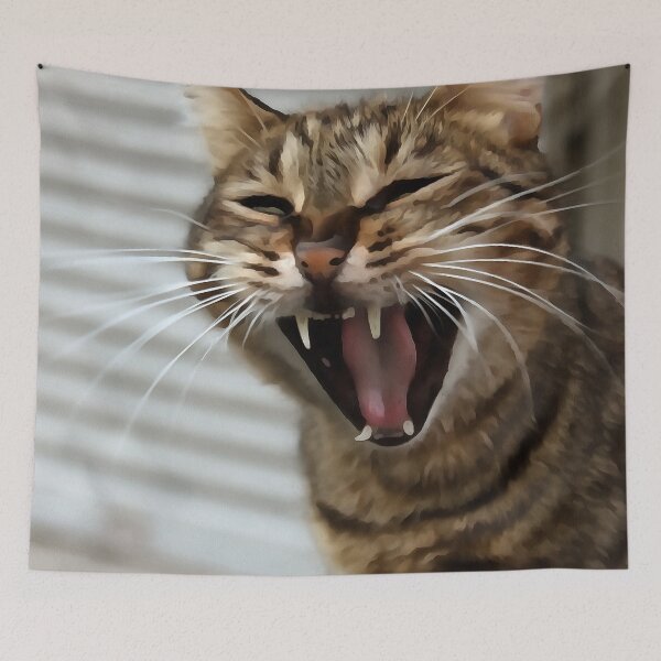 Item preview, Tabby Cat Yawning Artistic Portrait designed and sold by taiche.