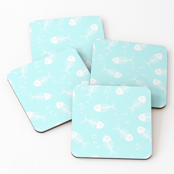 Item preview, Skeletons of fish on a gentle blue background designed and sold by ReflectedCrafts.