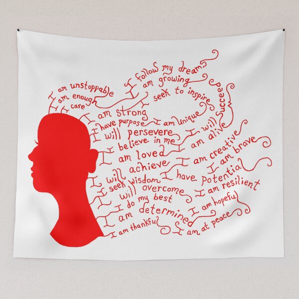 Item preview, Red Flowing Hair Positive Affirmation Silhouette designed and sold by Deborah Camp.