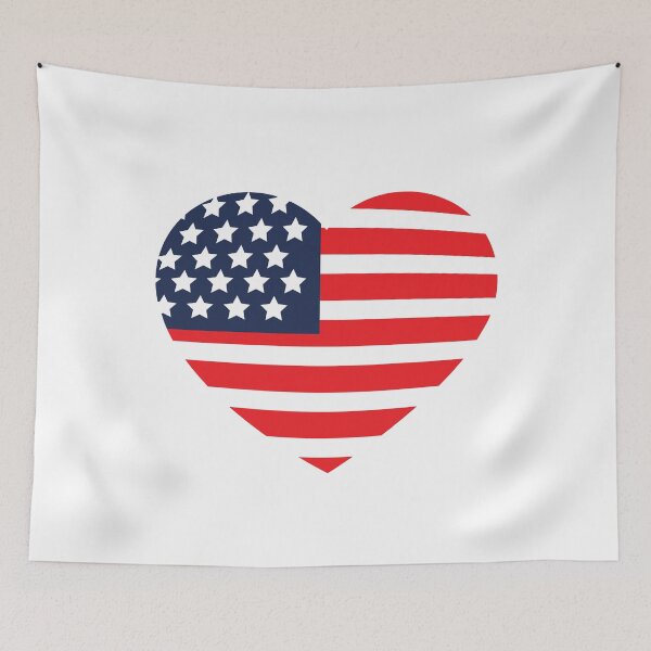 Item preview, I Love USA - Flag in Heart Shape designed and sold by hijackhippo.