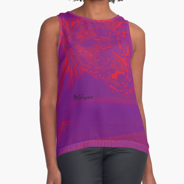 Psychedelic Kitty  Sleeveless Top