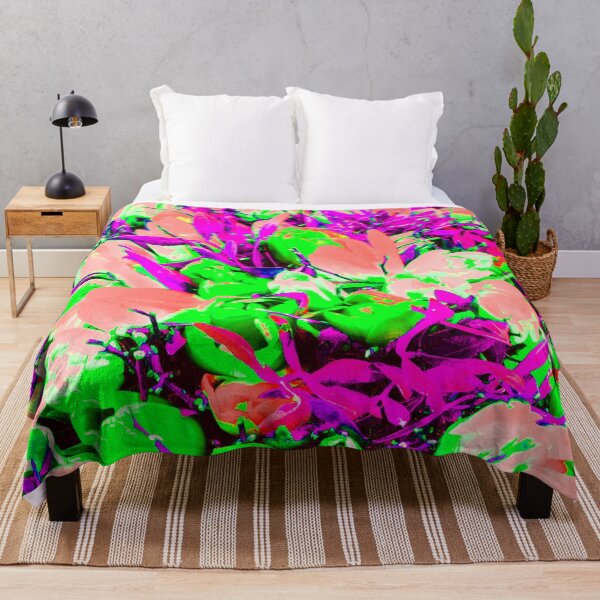 Item preview, Fuchsia pink, bright green and pastel red abstract floral pattern designed and sold by fowons.