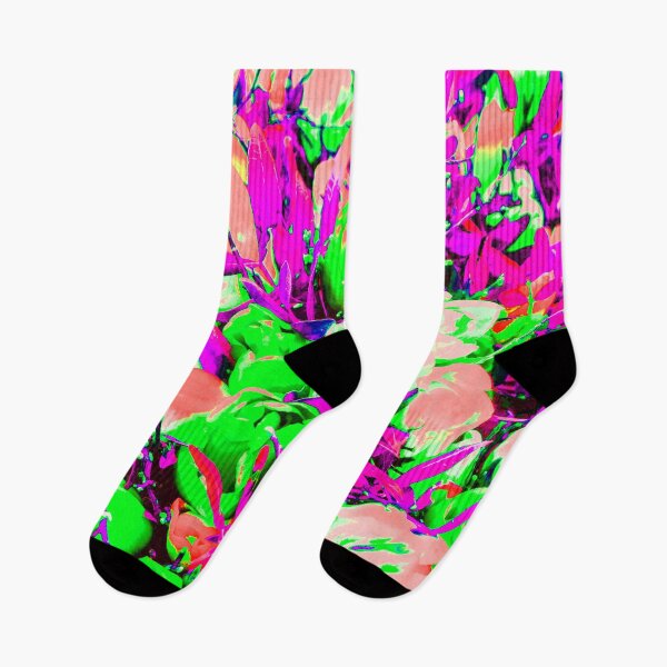 Item preview, Fuchsia pink, bright green and pastel red abstract floral pattern designed and sold by fowons.