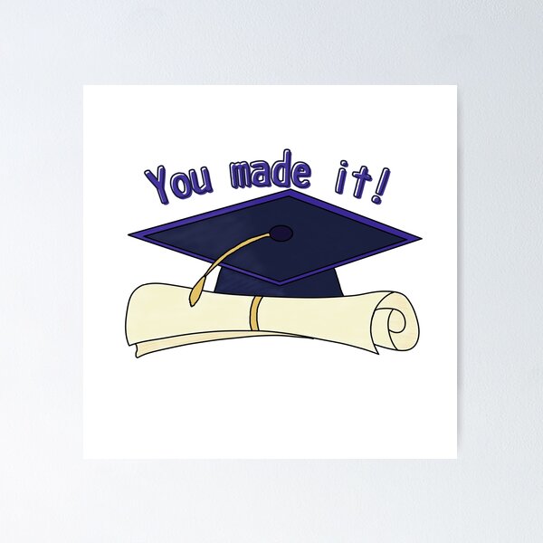 Poster Graduation cap and diploma 