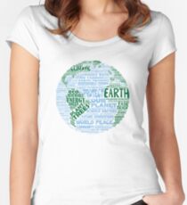 Camiseta entallada de cuello redondo Protect Earth - Palabras verdes azules para la tierra