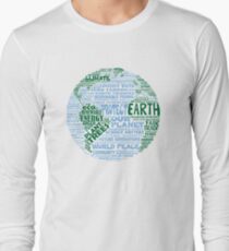 Protect Earth - Blue Green Words for Earth Long Sleeve T-Shirt