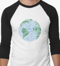 Protect Earth - Blue Green Words for Earth Men's Baseball ¾ T-Shirt