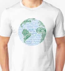 Protect Earth - Blue Green Words for Earth Unisex T-Shirt