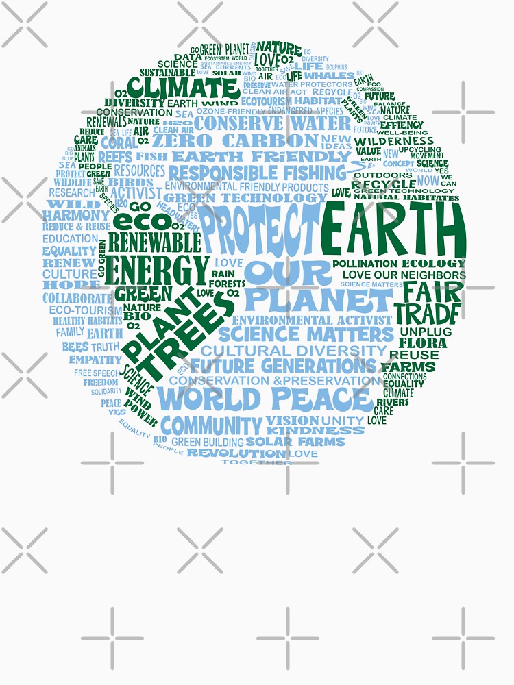 Protect Earth - Blue Green Words for Earth by jitterfly