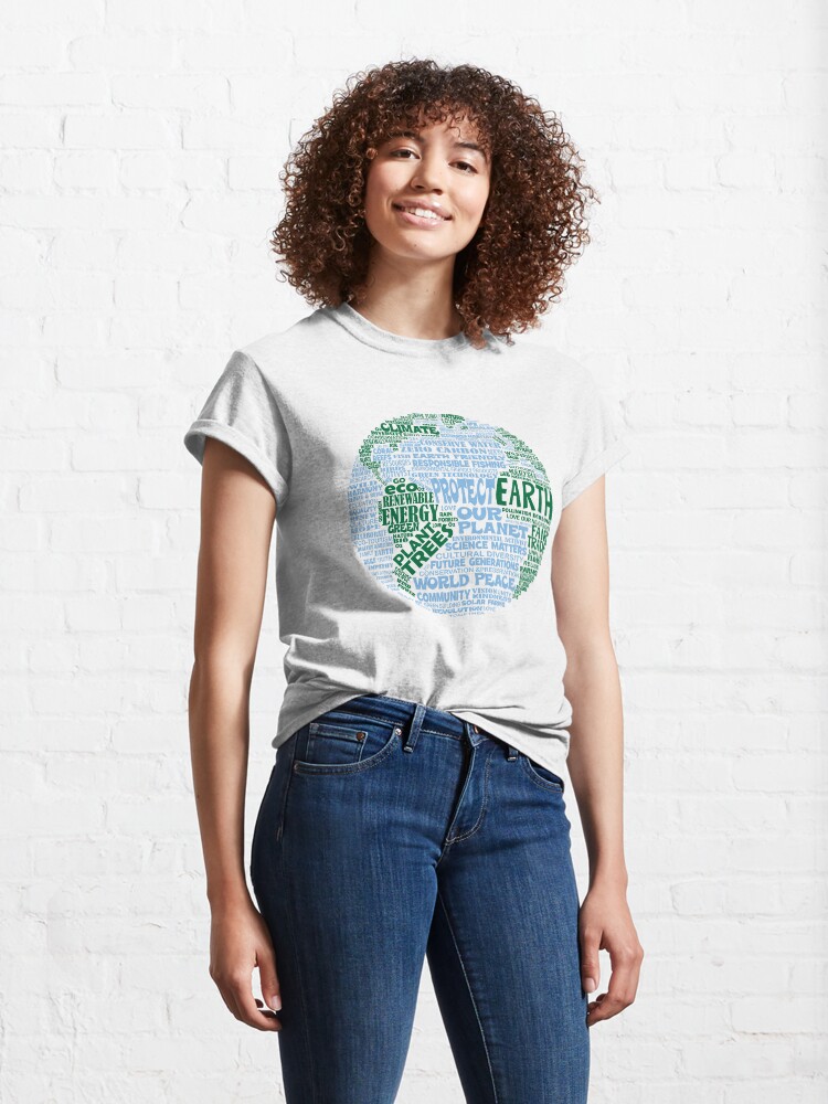 Alternate view of Protect Earth - Blue Green Words for Earth Classic T-Shirt