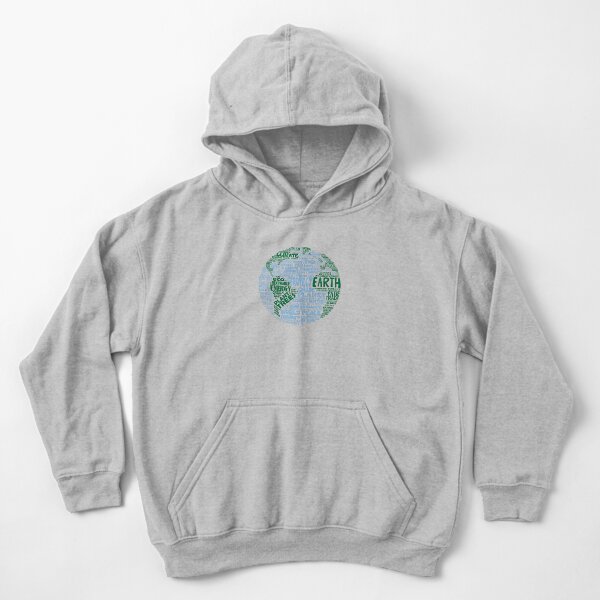 Protect Earth - Blue Green Words for Earth Kids Pullover Hoodie