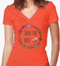 Save The Bees Women's Fitted V-Neck T-Shirt