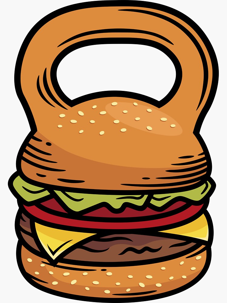Thumbnail 3 of 3, Sticker, Delicious Burger Kettlebell - Bodybuilding, Strongman, Powerlifting, Weightlifting, Fitness designed and sold by BarbellProject.