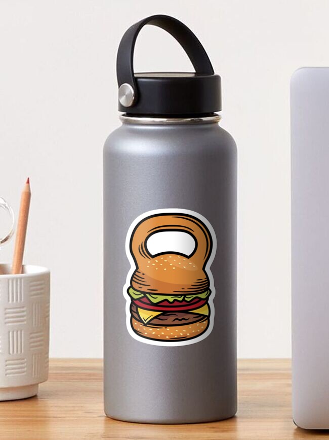 Thumbnail 1 of 3, Sticker, Delicious Burger Kettlebell - Bodybuilding, Strongman, Powerlifting, Weightlifting, Fitness designed and sold by BarbellProject.