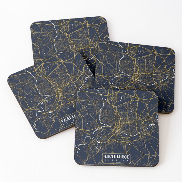 Item preview, Charleroi City Map of Hainaut, Belgium - Gold Art Deco designed and sold by deMAP.