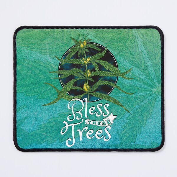 Item preview, Bless these trees green and blue-Marijuana plant-Beautiful abstract cannabis-Stoner Art designed and sold by YomeHayin.
