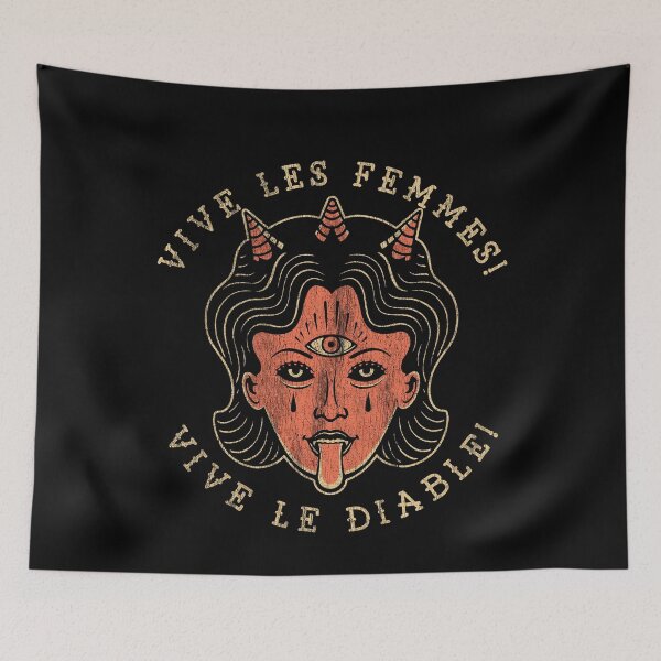 Item preview, Vive Les Femmes, Vive Le Diable Old School, Vintage She Devil Tattoo Design designed and sold by Proverbial Wisdom Design.