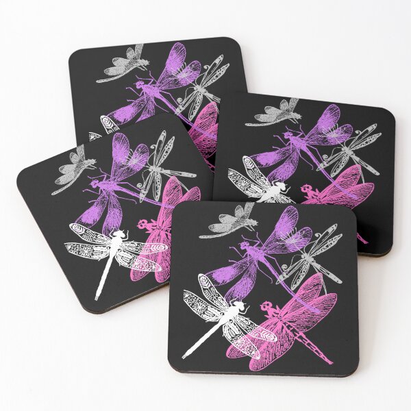 Item preview, Pretty Bright Colored Dragonflies Line Drawing Design designed and sold by EarthArtDesigns.