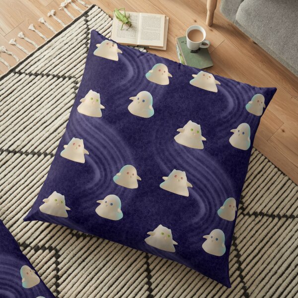 Cute Ghosts with Colorful Eyes Purple Pattern Floor Pillow