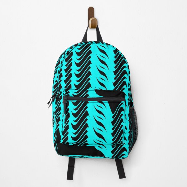 Item preview, Abstract pattern waves design in aqua on black background designed and sold by Becky Hunter.