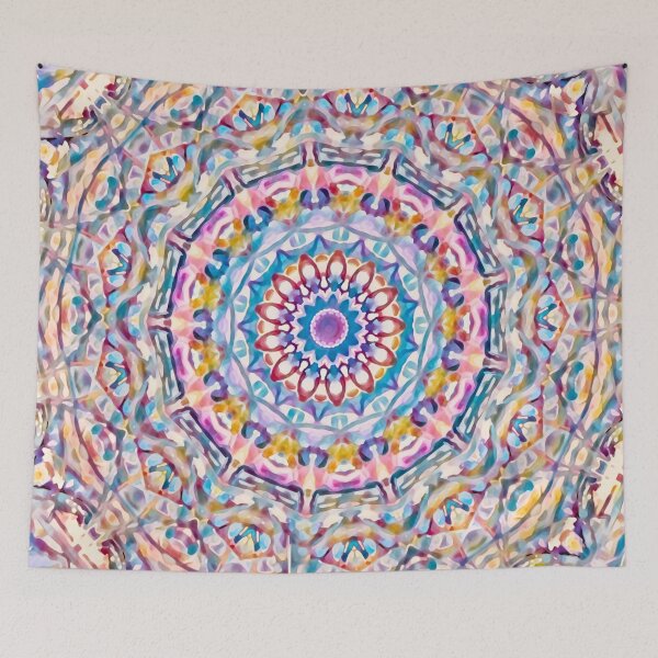 Item preview, Flower of Life Mandala in Pastel Pink and Peach designed and sold by MediaArtbyMara.