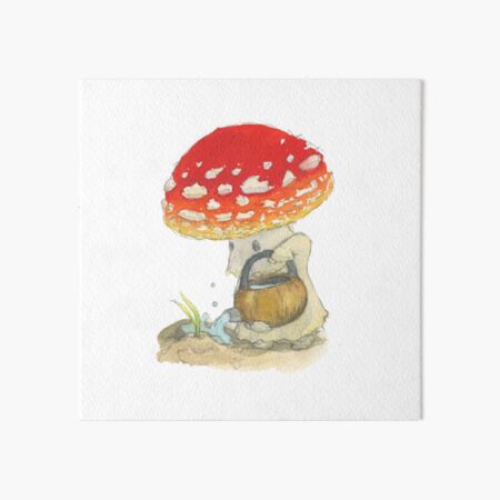 Little the mushroom gardening - planting and watering Art Board Print