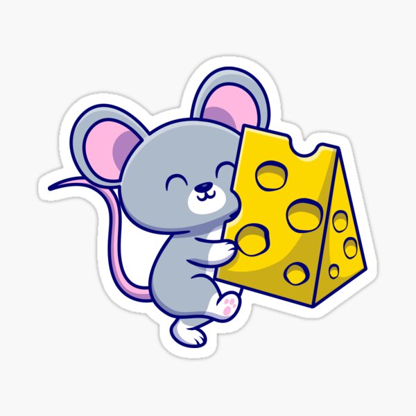 "Cute mouse holding cheese" Sticker by roxikids Redbubble