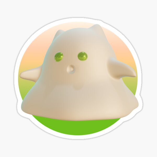 Cute Ghost with Green Eyes and Cat Ears Sticker