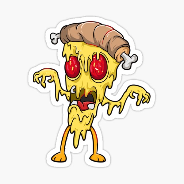 Scary Zombie Pizza Sticker for Sale by BlackSheepEllis