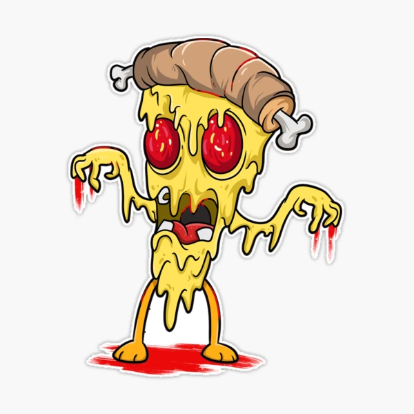 Scary Zombie Pizza Sticker for Sale by BlackSheepEllis