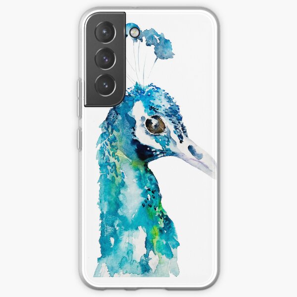 Blue Watercolor Peacock Head Samsung Galaxy Soft Case