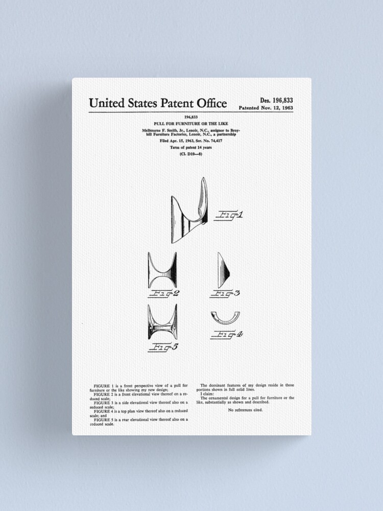 Broyhill Brasilia Drawer Door Pulls Patent Drawing Canvas Print For   Fcp,small,wall Texture,product,750x1000.u1 