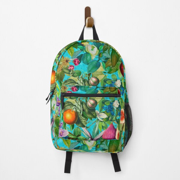 Item preview, Trendy exotic tropical floral leaves and fruits tropical pattern, botanical illustration, turquoise floral illustration designed and sold by ZeinabTaha.