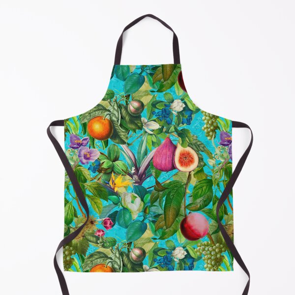 Item preview, Trendy exotic tropical floral leaves and fruits tropical pattern, botanical illustration, turquoise floral illustration designed and sold by ZeinabTaha.