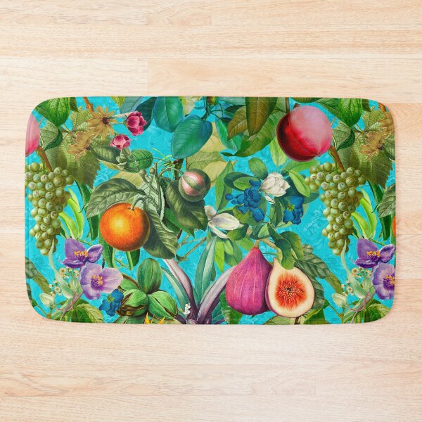 Item preview, Trendy exotic tropical floral leaves and fruits tropical pattern, botanical illustration, turquoise floral illustration   designed and sold by ZeinabTaha.
